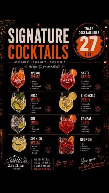 Meniul de cocktailuri signature